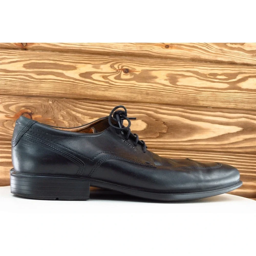 ECCO Men Derby Oxford Dress Shoes‎ Size 44 Black Leather Classic Comfort